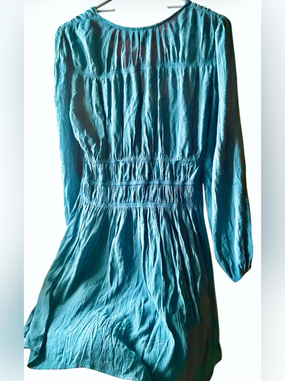 Universal Thread Turquoise Blue V-Neck Long-Sleeve Mini Dress - Picture 3 of 4